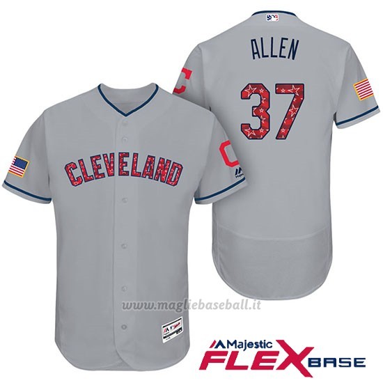 Maglia Baseball Uomo Cleveland Indians 2017 Estrellas y Rayas Cody Allen Grigio Flex Base